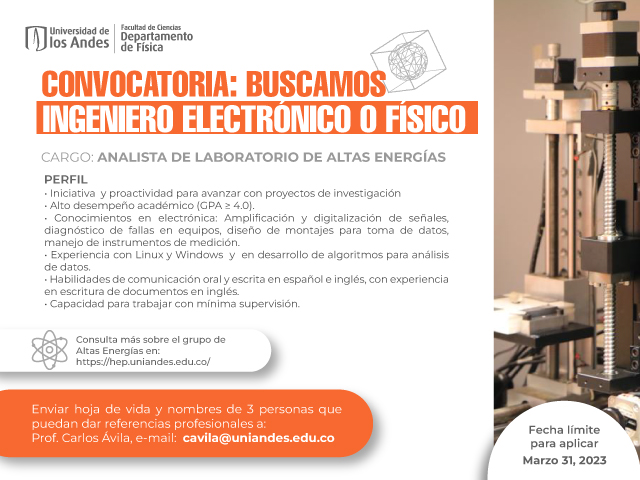 Convocatoria Ingeniero Electrónico o Físico HEP