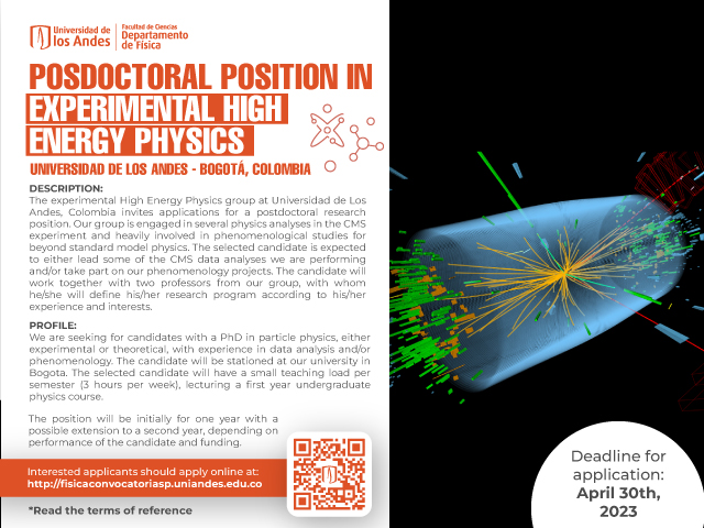 Postdoctoral position in experimental high energy physics