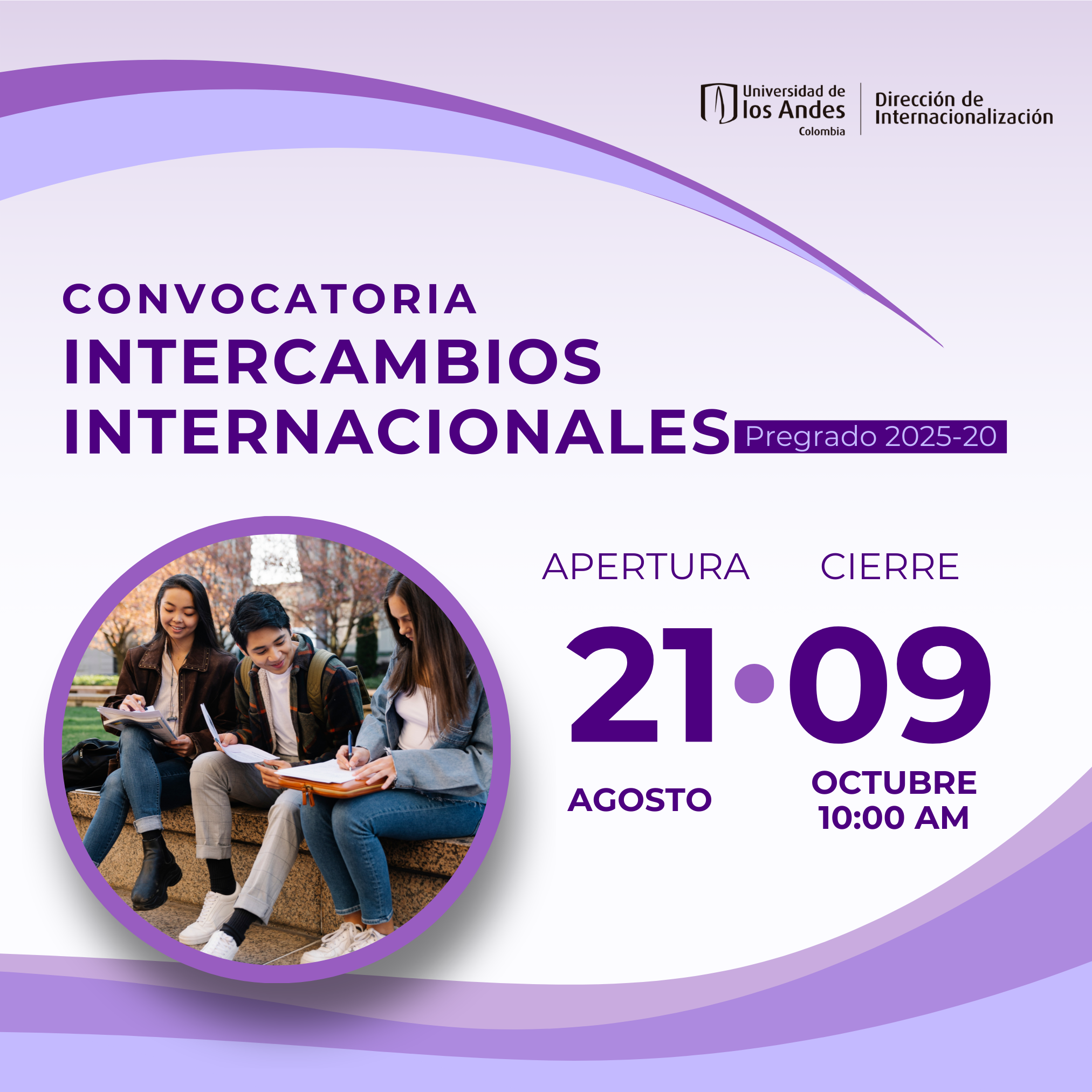 Convocatoria de Intercambios Internacionales de Pregrado 2025-20